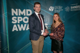 Guest Speaker and Irish Rugby Union star Iain Henderson presents winner of the Junior Sportsperson of the Year Award to Anna Gardiner, East Down Athletics Club. - NMD Sports Awards 2022