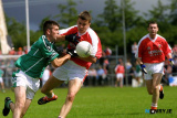 Armagh's, Philip Loughran and Limerick's, Stephen Lavin battle it out at Roscommon. Photo: Columba O'Hare - Armagh v Limerick July 2003
