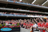Armagh Captain Paul McGrane and his team-mates receives the Anglo Celt Cup in front of over 50,000 fans at Croke Park. - Armagh v Donegal Ulster Final 2006