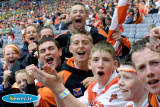 Three in a row for Armagh in the Ulster Final at Croke Park was enough to make these fans smile. - Armagh v Donegal Ulster Final 2006