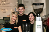 Staff Zara McCorry, Graeme Finnegan and Vicki Pender keep the coffee coming at Grounded. - Night out in Grounded December 2006
