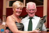Gene McNamee of Flagstaff Celtic Supporters Club presents a Plaque to Agnes Johnstone, wife of the late legendary Jimmy Johnstone. Agnes was special guest at the Club's Annual Dinner in the Granvue House Hotel, Omeath. - Flagstaff CSC Dinner, Granvue House Hotel, June 2007