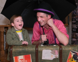 Six year old Max Markey from Newry keeps Mr. Mess entertained at the Childrens Show at Newry and Mourne Museum as part of Newry Arts Festival. - Newry Arts Festival 2023