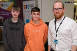 Josh Baines and Jack Herron Kilkeel with Alan Grogan, SRC at the SRC Big Apprenticeship Event at Southern Regional College in Newry. Photograph: Columba O'Hare/ Newry.ie - SRC Big Apprenticeship 2023
