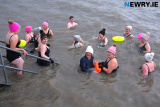 Gillian Fitzpatrick and Caroline Anderson are joined by friends at Warrenpoint for their Dip for Pips. Photograph: Columba O'Hare/ Newry.ie - Dip for Pips 2023