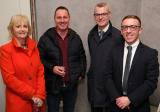 Una McNulty, St Mark's High School, Warrenpoint; Paul McCartan, McCartan Brothers; Aidan McGivern, St Mark's and Conor Rodgers, St Marks pictured at the 'Meet the Team' event at the newly refurbished Bank of Ireland branch, Newry on Thursday 26 January 2023. Photograph: Columba O'Hare/ Newry.ie - Bank of Ireland Newry refurbishment