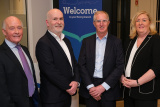 Speakers at the 'Meet the Team' event at the newly refurbished Bank of Ireland branch, Newry on Thursday 26 January 2023. From left: Peter Fitzsimmons, Warrenpoint Golf Club; Paul Slevin, Manager, Bank of Ireland, Newry; George Higginson, Director for NI Partnerships and Mortgages, Bank of Ireland and Jacinta Linden, Bolster Community. Photograph: Columba O'Hare/ Newry.ie - Bank of Ireland Newry refurbishment