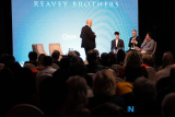 Jamie Tarr, Producer; John Reavey, Director and Jordi Estape Montserrat, writer talk to the audience at the Premiere of their Reavey Brothers film in the Canal Court in Newry. Photograph: Columba O'Hare/ Newry.ie - Reavey Brothers Premiere
