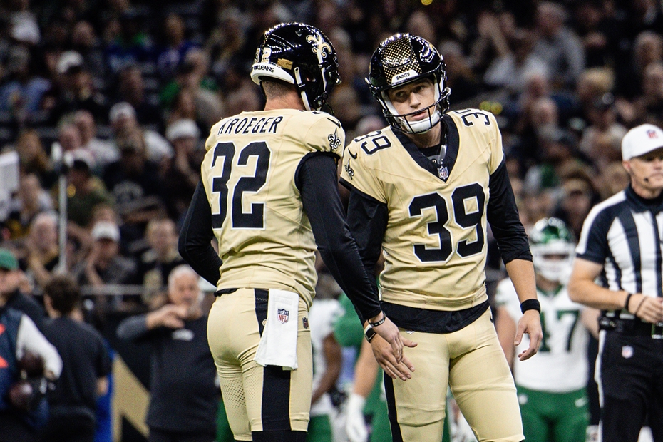 New Orleans Saints Charlie Smyth at yesterday's game against New York Jets. Photograph: Michal C. Hebert/New Orleans Saints 