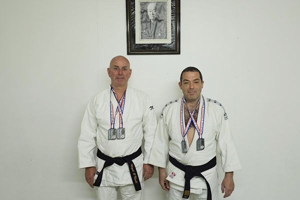 Nigel O'Neil right and Damien O'Hare (double silver winning Kata team)