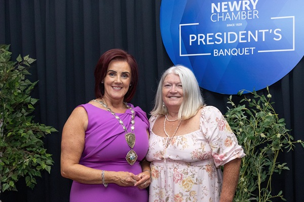 Edwina Flynn, President of Newry Chamber with Eileen Murphy, CEO of Women’s Aid Armagh Down, the Chamber’s 2025 Charity Partner.