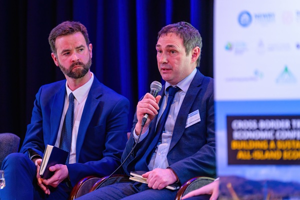 Declan McGarrigle, Senior Manager, Programme Delivery & Development, SEUPB and Damien McConville, Programme Manager, Dublin Belfast Economic Corridor who spoke as part of the panel discussion on Infrastructure & Collaboration.