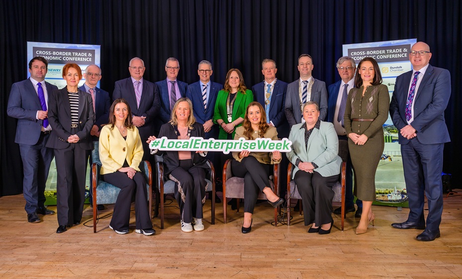 Representatives from the organisers of the 11th annual Cross-Border Trade & Economic Conference, Newry Chamber and Dundalk Chamber alongside sponsors, Newry, Mourne and Down District Council, Louth County Council, InterTradeIreland, Louth Local Enterprise Office, Dundalk Chamber Skillnet and M1 Corridor.