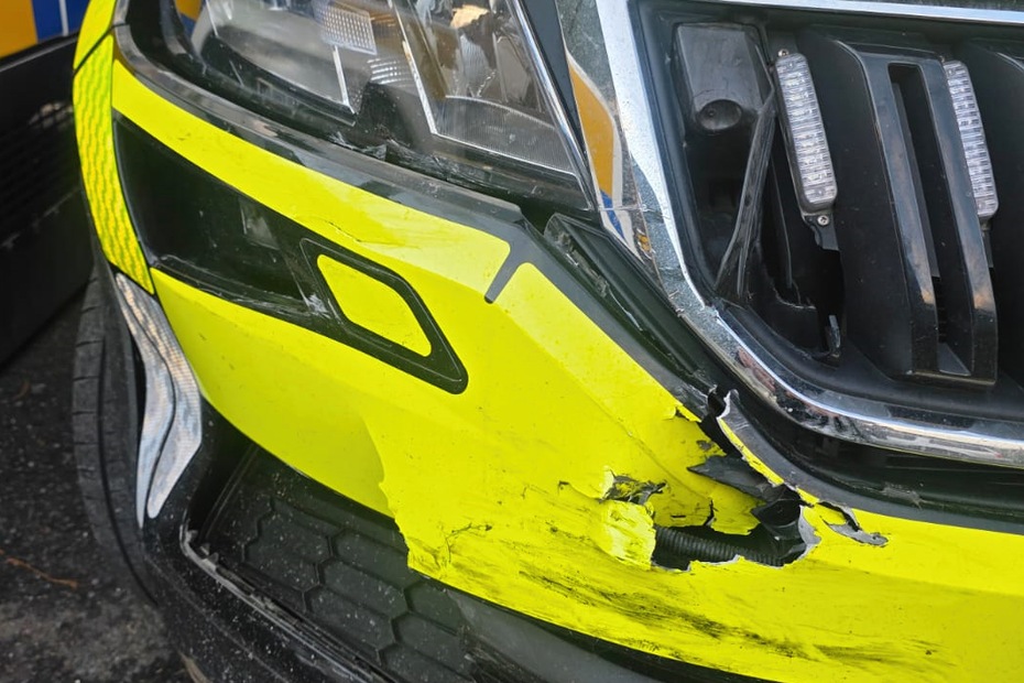 Damage to the police vehicle