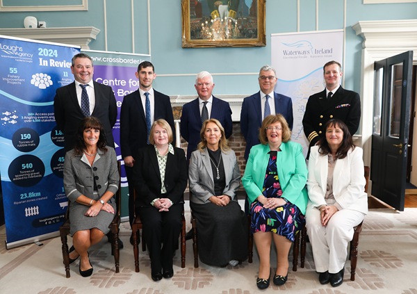 Waterways Ireland staff: (back row, from left) John Tolan, Domhnaill Keane, John McDonagh, Kieran Kelly (Chair, Audit & Risk Committee), Peter Harty, (front row) Beverly Hassard, Kathleen O'Sullivan, Linda Megahey, Leas-Chathaoirleach Maria Byrne and Paula Treacy
