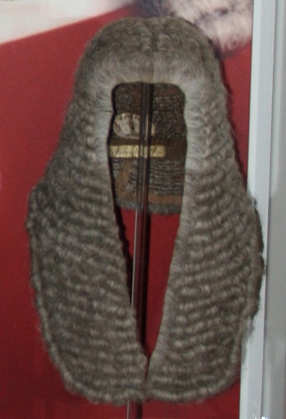 Turlough O’Donnell’s wig which was originally made in the early 20th century. The wigs, which are made from horsehair, have their own metal carrying case with an internal stand on which they are supported upright. Newry and Mourne Museum Collection