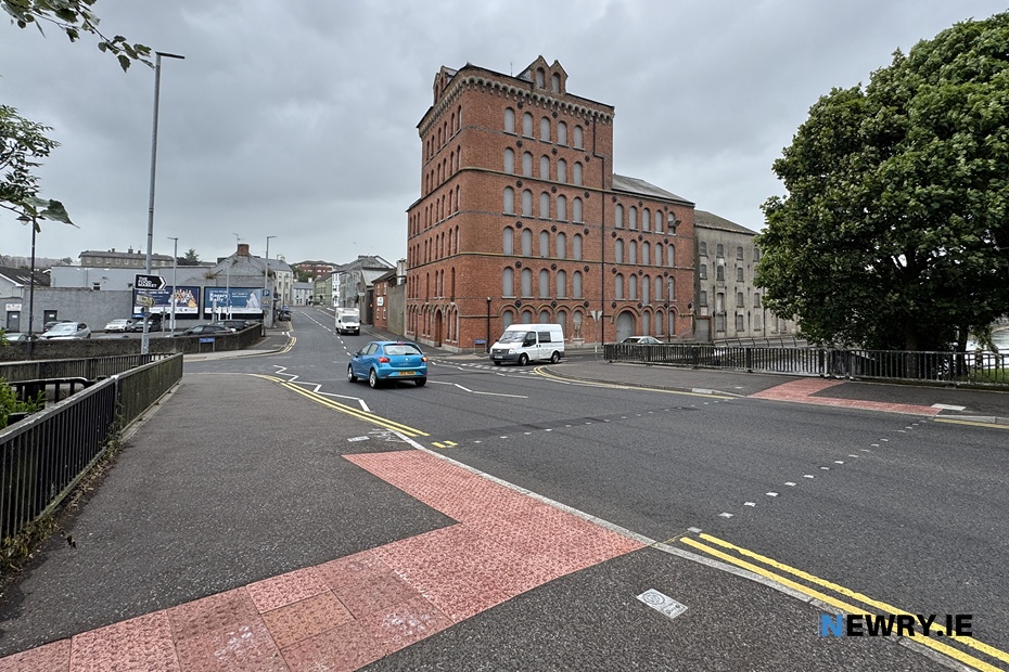 The unfinished Toucan pedestrian crossing at New Street in Newry. Photograph: Columba O'Hare/ Newry.ie 