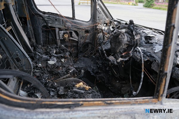 The interior of one of the vans wrecked in the incident.