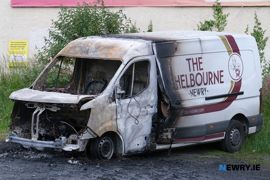 One of the Shelbourne Bakery vans that was destroyed in the arson attack. Photograph: Columba O'Hare/ Newry.ie 