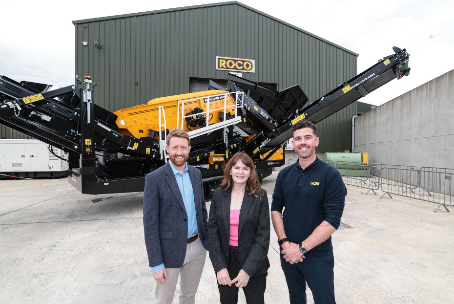 Pictured at the Roco factory are from left: are Alistair Quinn, Head of Southern Regional Business, Invest NI; Economy Minister Dr Caoimhe Archibald and Shane Connolly, CEO, Roco. 