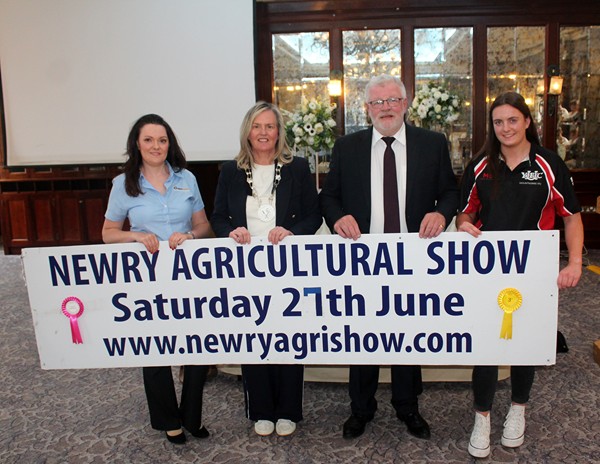 Attending the launch of Newry Show 2026 l to r: Chloe Kyle, United Feeds; Councillor Geraldine Kearns, Deputy Chair, Newry, Mourne and Down District Council; Brian Lockhart, Chairman, Newry Show Society and Robyn Harpur, Mountnorris Young Farmers' Club