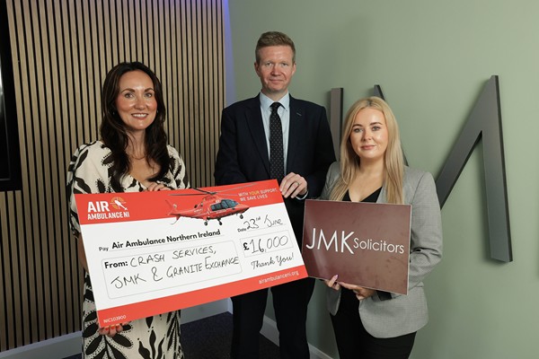 Kerry Anderson (Head of Fundraising at Air Ambulance NI), Andrew Moore (Finance Director), Louise Mone (Managing Director).