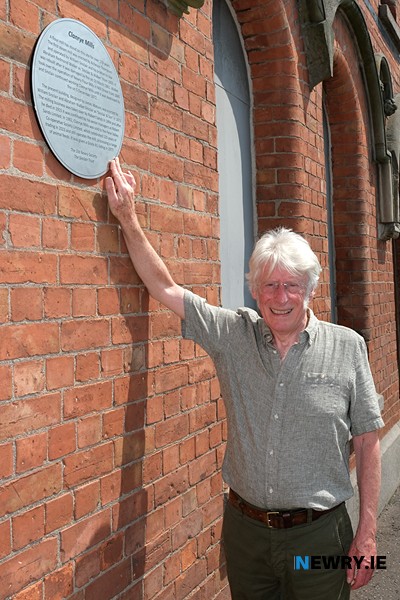 Peter Sinclair with the commemorative plaque. Photograph: Columba O'Hare/ Newry.ie 