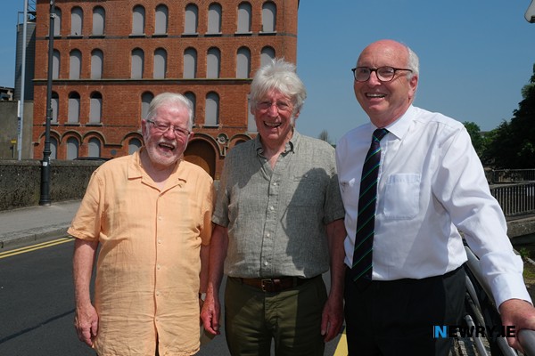 Tom Moore, Old Newry Society; Peter Sinclair, The Sinclair Trust and Patrick Savage, Chairman, Fane Valley at Sands’ Mill. Photograph: Columba O’Hare/ Newry.ie 