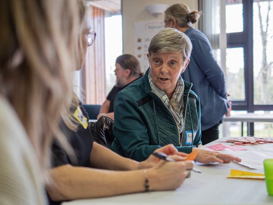 A member of the Carlingford Lough Citizens Jury in conversation.