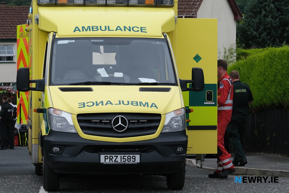 An ambulance attends an incident in Newry. Photograph: Columba O'Hare/ Newry.ie 