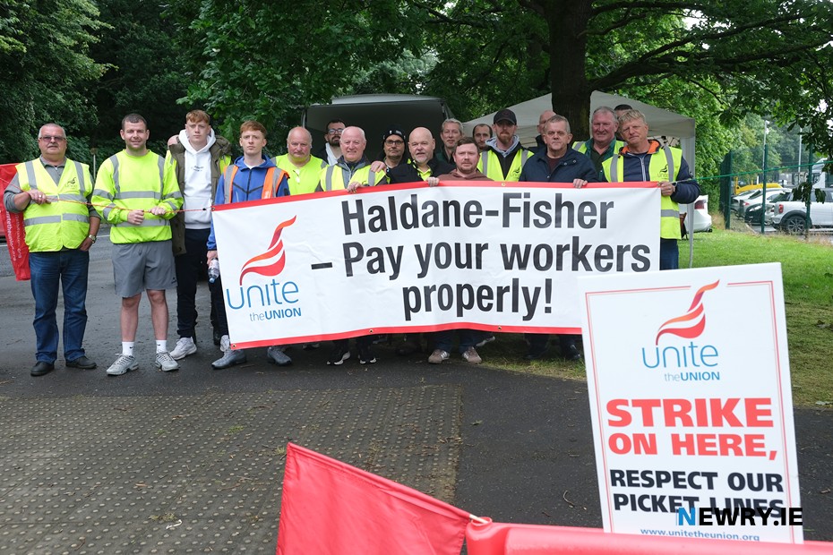 Haldane Fisher workers on the picket line on 18 June.
