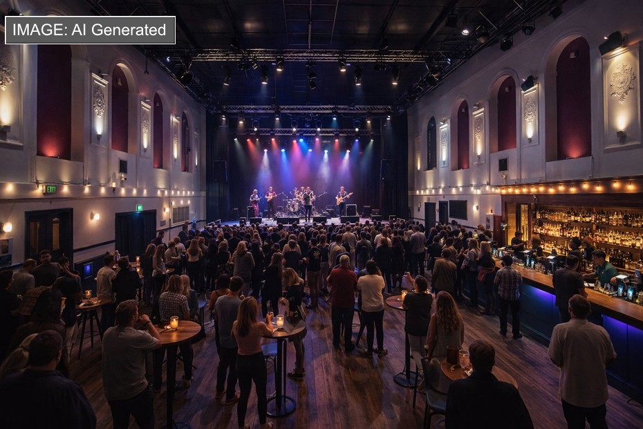 A generated image of what the former Frontier Cinema in John Mitchel Place in Newry would look like as a music venue.