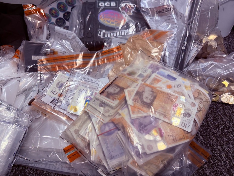Cash seized during the search
