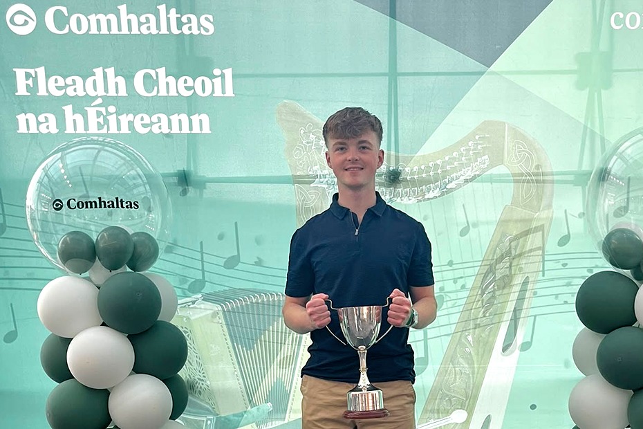 Odhrán Keown from Rinn Mhic Giolla Rua CCE took first in the Over 18 Piano Accordion at the Fleadh.