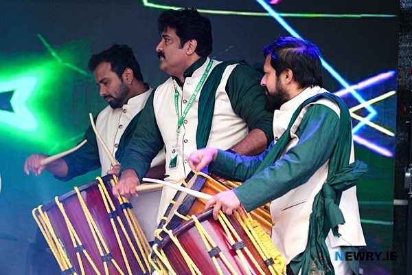 On stage at Newry Mela 2025. Photograph: Columba O'Hare/ Newry.ie 