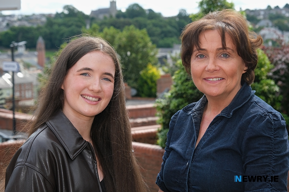 Head Girl Sinead McPolin who achieved three A grades at A Level, and has won a prestigious Semi-Conductor Talent Award to support her during her Masters study of Electrical Engineering at Queen’s University, Belfast, is pictured with Principal Mrs Fiona McAlinden. Photograph: Columba O'Hare/ Newry.ie 