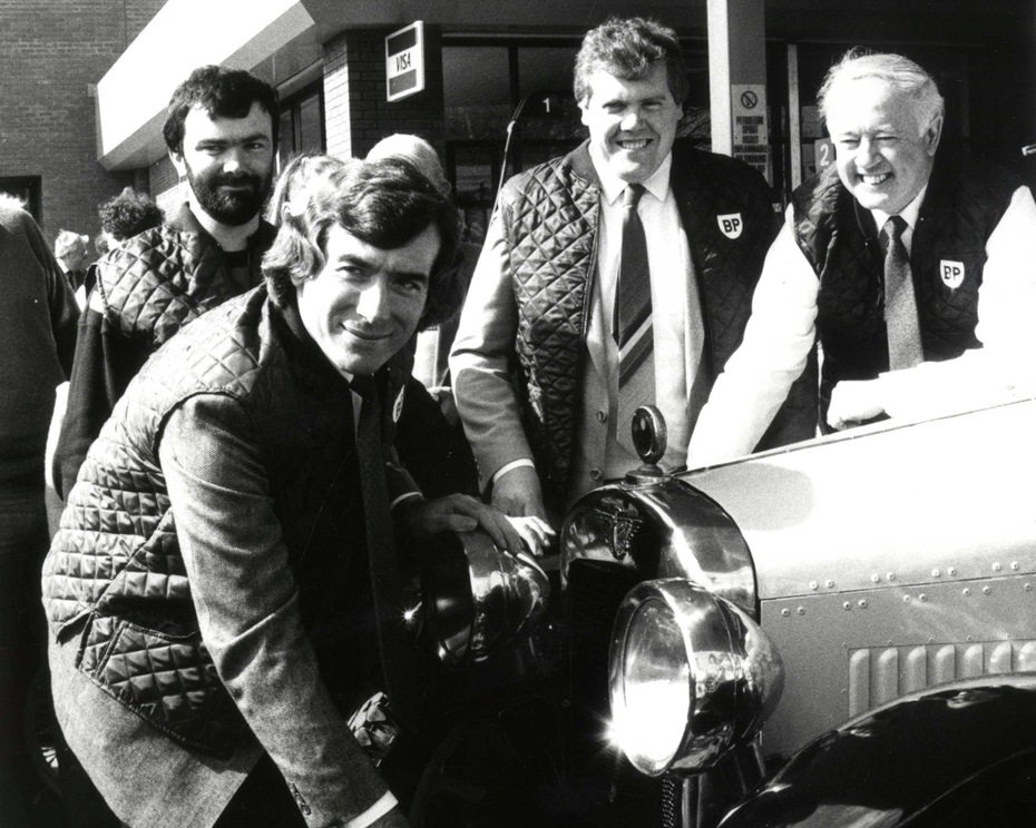 Pat Jennings, former international goalkeeper, at a Rally organized by the Newry and District Old Vehicle Club.  The occasion was to mark the opening of Barney’s BP Oil Filling Station at Killeen.  Proprietor of the new station was Mr. Noel McKevitt. Newry and Mourne Museum Collection.