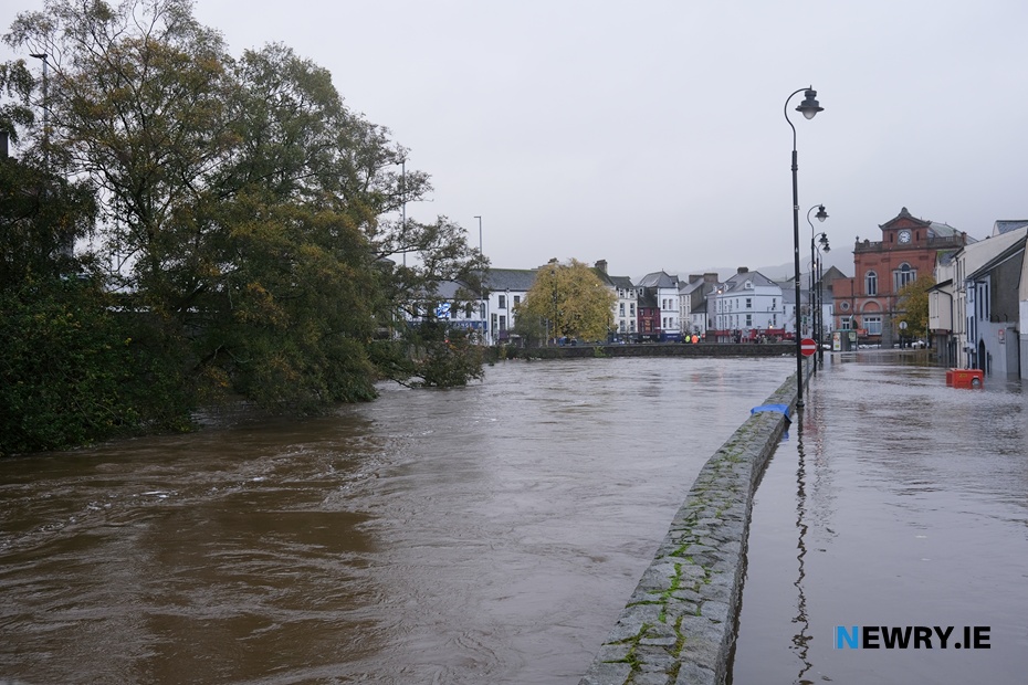 Flooding in Newry in 2023. Photograph: Columba O'Hare/ Newry.ie 