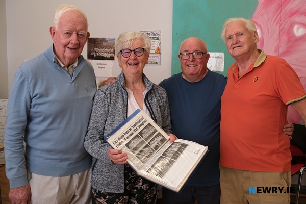 Jeananne Marner hosts the Gentlemen Singers class and is pictured with, from left: Pat Cunningham, Tony Carroll and Anthony McShane.