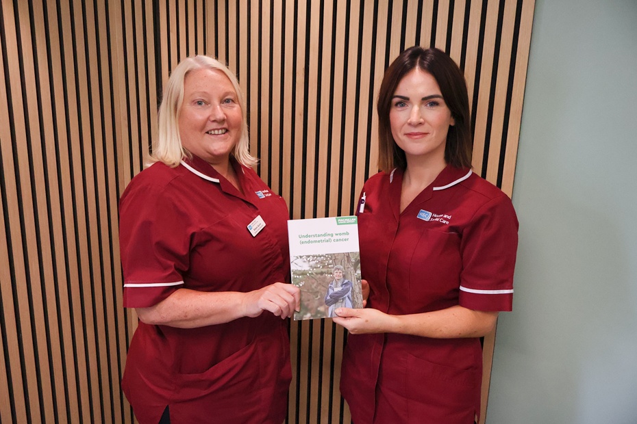 Sharon Quinn, Gynaecological Oncology Clinical Nurse Specialist, and Kelly Harrison, Gynaecological Oncology Nurse, who are encouraging women to know the signs of womb cancer and seek advice early if they have concerns.