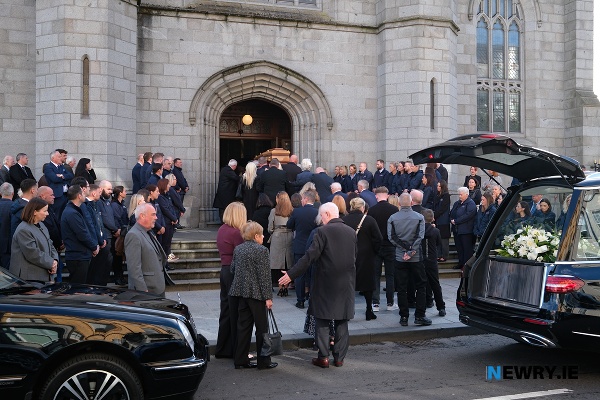 Mourners enter Newry Cathedral for the funeral of Michael McKeown.
