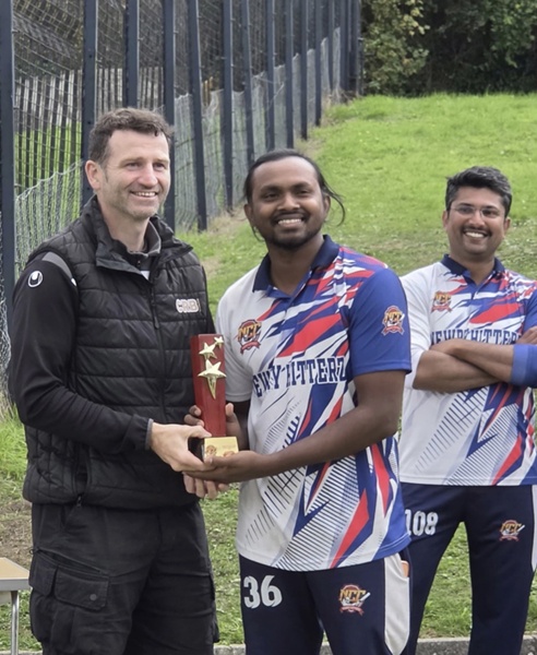 Sarath Sathyan of Newry Hitterz was named Man of the Match
