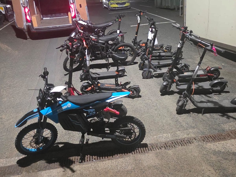 Some of the e-scooters seized. 