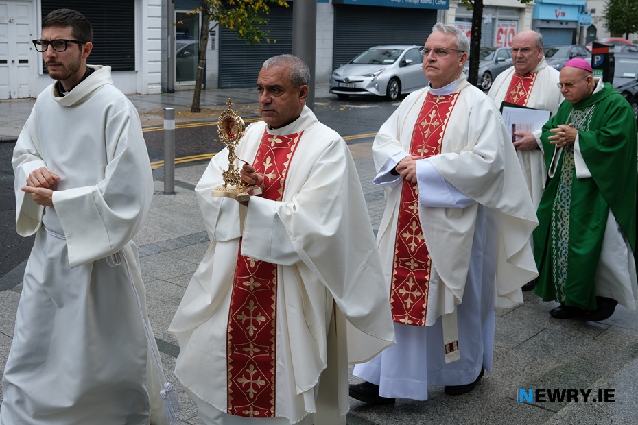 A relic of Blessed Carlo Acutis visits Newry Cathedral back on September 2023. Photograph: Columba O'Hare/ Newry.ie 