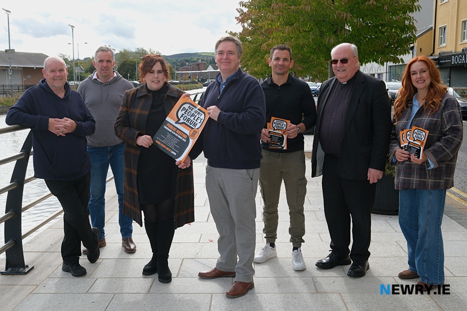 The Newry People's Forum Committee - Included from left are: Barry Reilly, Ross McArdle, Grainne Powell, Brian Cleland, Danny Hughes, Canon Francis Brown and Angela McCann. Missing from photograph is Martin Hughes. Photograph: Columba O'Hare/ Newry.ie 