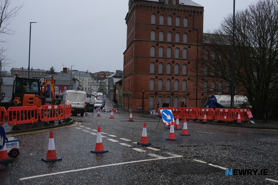 Road works at New Street in Newry earlier this year. Photograph: Columba O'Hare/ Newry.ie 