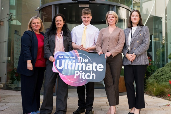 Pictured from left:  Brenda Kelleghan, Head of Innovation, Technology & Economic Engagement at Southern Regional College; Andrea Kennedy; local heat winner, Ben O’Connor of FarmFlow; Emma Bohill, CEO of Down Business Centre Limited; and Louise McVeigh, Regeneration, Business Support & Development Officer at Newry, Mourne and Down District Council.