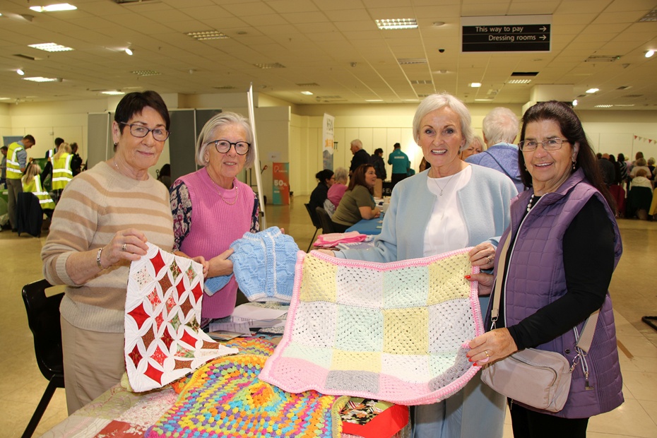 Ladies from Drumclose Craft Group, a community organisation based in the Dromalane area of Newry who hold weekly gatherings, with Siobhan Casey The Commissioner for Older People for Northern. Included are (from left) Helen Morrisey, Frances Rooney, Siobhan Casey and Vera McMahon.