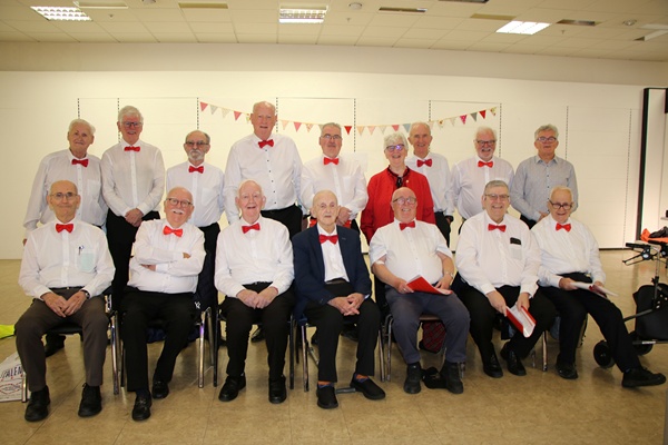 The U3A Gentleman's Choir with choirmistress Jeananne Marner at the launch of Positive Ageing Month celebrations on International Day of Older People.