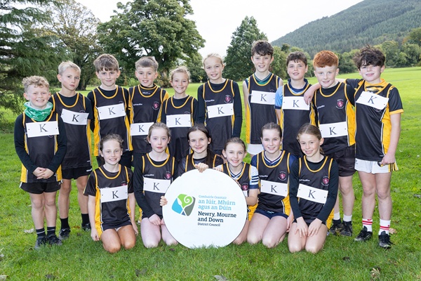 Pupils from St Patrick’s Primary School, Crossmaglen, who secured first place in the boys’ team event and second place in the girls’ team event.